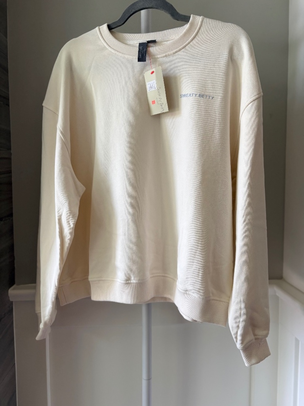 NWT Sweaty Betty Revive Crew Neck Sweatshirt Lily White 10-14/L-XXL